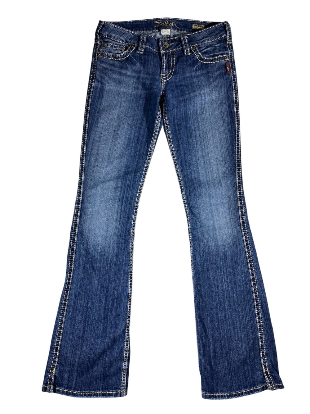 Silver Twisted Bootcut Jeans Women's 27/33 Med Wash Denim Y2K